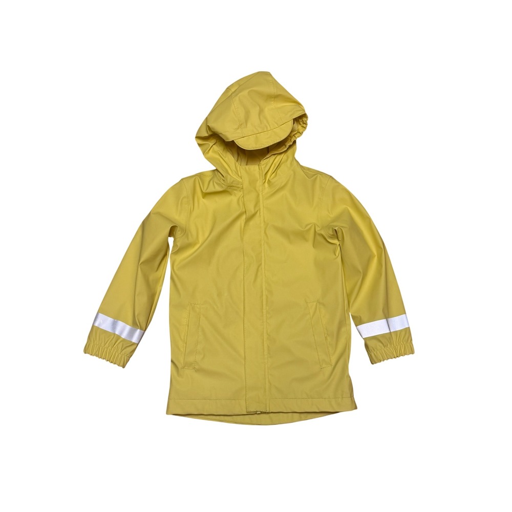 Yellow Rain Slicker Coat 5T Hooded Full Zip Reflective Boy Girl Pockets Classics